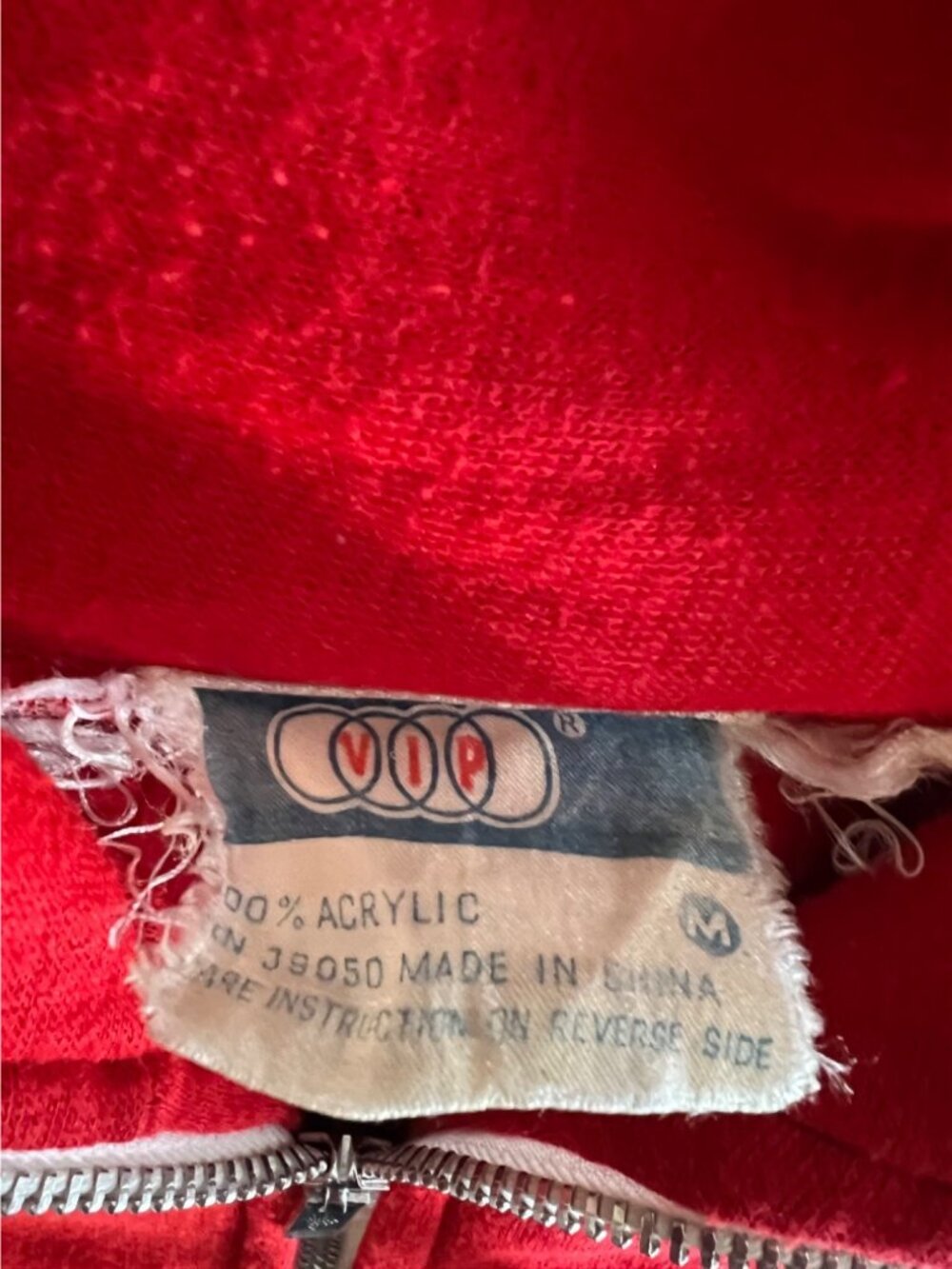 Vintage VIP Red White Blue Tracksuit Jacket Medium Full Zip Acrylic Retro 70s 80 - Picture 3 of 6